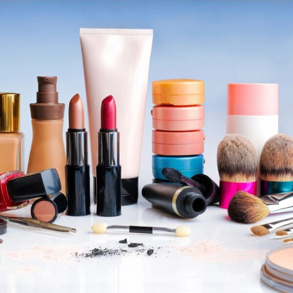 Makeup and beauty products on a table